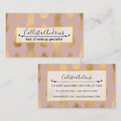 金ゴールドモダンムーヴピンクパイナップルパターン 名刺 (正面/裏面)