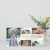 金ゴールドモダンメリークリスマスコラージュ5フォトカード シーズンカード (スタンド正面)