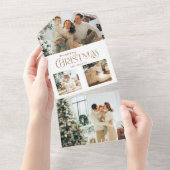 金ゴールドモダンメリークリスマスタイポグラフィマルチフォト オールインワン招待状 (貼ってはがせる)