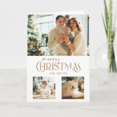 金ゴールドモダンメリークリスマスタイポグラフィ3 – 写真 シーズンカード (正面)