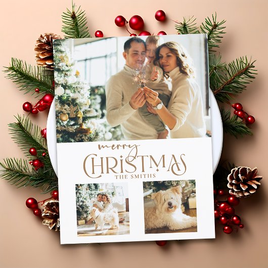 金ゴールドモダンメリークリスマスタイポグラフィ3 – 写真 シーズンカード