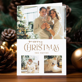 金ゴールドモダンメリークリスマスタイポグラフィ3 – 写真 シーズンカード