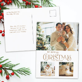 金ゴールドモダンメリークリスマスタイポグラフィ3 – 写真 シーズンポストカード