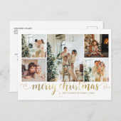 金ゴールドモダンメリークリスマスハートスクリプト5写真 シーズンポストカード (正面/裏面)