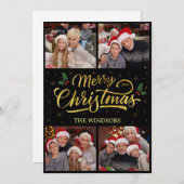 金ゴールドモダンメリークリスマスフォトカードコラージュ シーズンカード (正面/裏面)