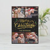 金ゴールドモダンメリークリスマスフォトカードコラージュ シーズンカード (スタンド正面)