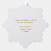 金ゴールドモダンメリークリスマスフォト オーナメントカード (裏面)