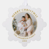 金ゴールドモダンメリークリスマスフォト オーナメントカード (正面)