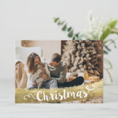 金ゴールドモダンメリークリスマスフォト シーズンカード (スタンド正面)