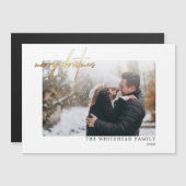 金ゴールドモダンメリークリスマスホワイト磁気カード (正面/裏面)