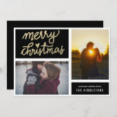 金ゴールドモダンメリークリスマス台本2枚 シーズンカード (正面/裏面)