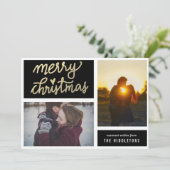 金ゴールドモダンメリークリスマス台本2枚 シーズンカード (スタンド正面)