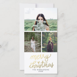 金ゴールドモダンメリークリスマス手書きスクリプト シーズンカード