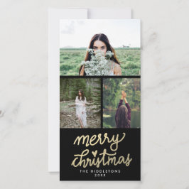 金ゴールドモダンメリークリスマス手書き シーズンカード