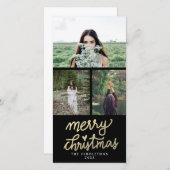 金ゴールドモダンメリークリスマス手書き シーズンカード (正面/裏面)