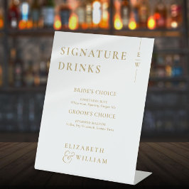 金ゴールドモダンモノグラムのシグネチャードリンク 台座サイン