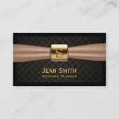 金ゴールドモダンモノグラムウェディングプランナー 名刺 (正面)