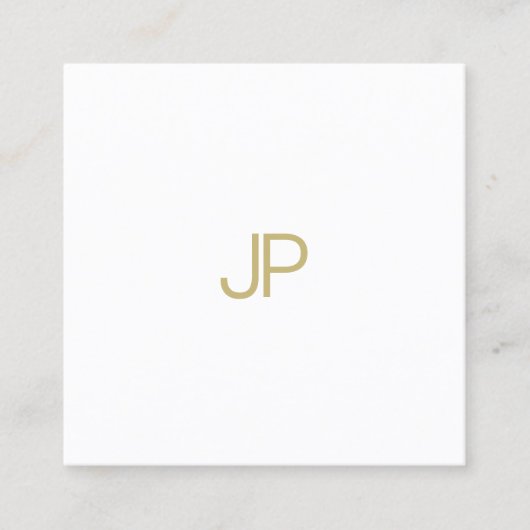 金ゴールドモダンモノグラムシックプロフェッショナルテンプレート スクエア名刺 (正面)