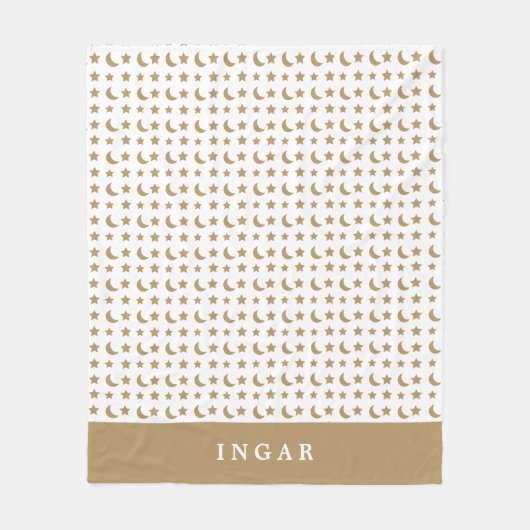 金ゴールドモダンモノグラムファミリーホリデー フリースブランケット (正面)