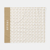 金ゴールドモダンモノグラムファミリーホリデー フリースブランケット (正面(横))