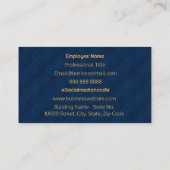 金ゴールドモダンモノグラムロゴ青い正方形パターン 名刺 (裏面)