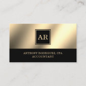 金ゴールドモダンモノグラム会計士 名刺 (正面)