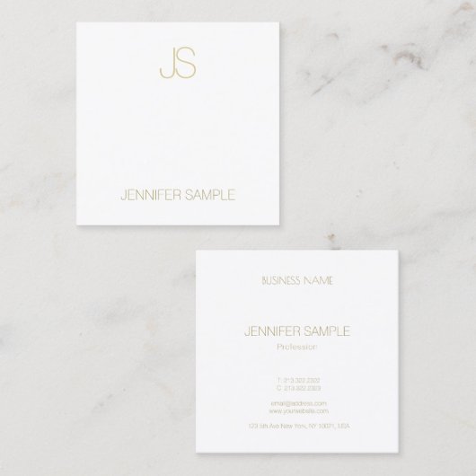 金ゴールドモダンモノグラム頭が切れるプレナショナブルLuxe スクエア名刺 (正面/裏面)