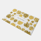 金ゴールドモダンモンステラ熱帯葉ファミリー ドアマット (アングル)