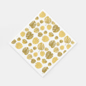 金ゴールドモダンモンステラ熱帯葉模様 スタンダードランチョンナプキン (角)