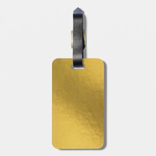 金ゴールドモダンモンステラ熱帯葉模様 ラゲッジタグ (裏面縦)