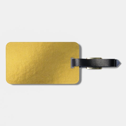 金ゴールドモダンモンステラ熱帯葉模様 ラゲッジタグ (裏面横)