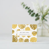 金ゴールドモダンモンステラ熱帯離れプロフェッショナル 名刺 (スタンド正面)