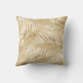 金ゴールドモダンヤシの葉の熱帯パターン クッション (裏面)