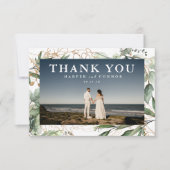 金ゴールドモダンユエレガントーカリ青苔の写真 サンキューカード (正面)