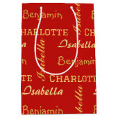 金ゴールドモダンユニーク書道家名 ミディアムペーパーバッグ (正面)