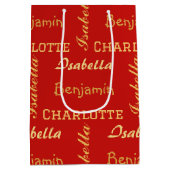 金ゴールドモダンユニーク書道家名 ミディアムペーパーバッグ (裏面)