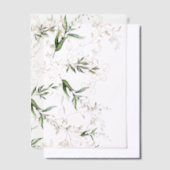 金ゴールドモダンユーカリプスグリーナリーサージオーバーレイ ベラム紙招待状 (オフセット)