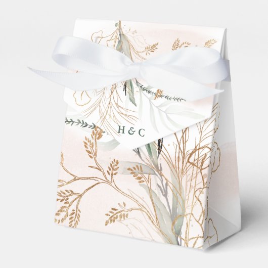 金ゴールドモダンユーカリ抽象芸術緑ファンキー草 フェイバーボックス (正面サイド)