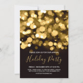 金ゴールドモダンライ企業のトホリデーパーティ 招待状 (正面)