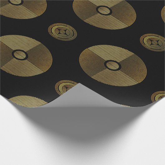 金ゴールドモダンラグジュアリーアールデコサークル ラッピングペーパー (角)