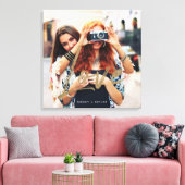 金ゴールドモダンラブブラシスクリプトオーバーレイカップル写真 キャンバスプリント (インサイチュ (リビング))