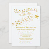 金ゴールドモダンリトルスターベビーシャワー招待状 招待状 (正面/裏面)