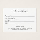 金ゴールドモダンリボン銀雪片ギフトカード (裏面)