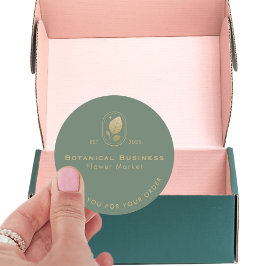 金ゴールドモダンリーフミニマル植物緑ありがとう ラウンドシール