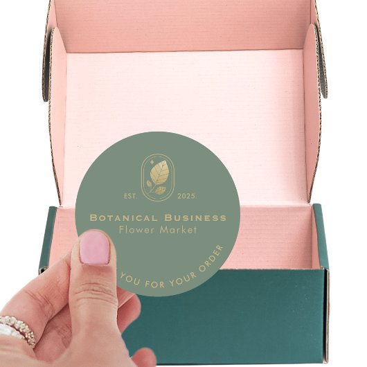 金ゴールドモダンリーフミニマル植物緑ありがとう ラウンドシール