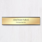 金ゴールドモダンルグラマラスなパーソナライズされたテンプレート サインプレート (正面)