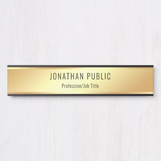 金ゴールドモダンルグラマラスなパーソナライズされたテンプレート サインプレート (正面)