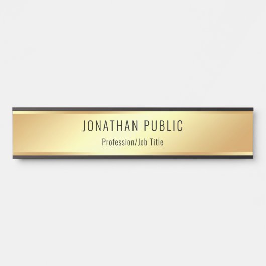 金ゴールドモダンルグラマラスなパーソナライズされたテンプレート サインプレート (正面)