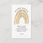 金ゴールドモダンレインボーベビーシャワーおむつラッフル エンクロージャーカード (正面)