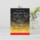 金ゴールドモダンレッドカーペットハリウッドスウィート16 招待状 (スタンド正面)